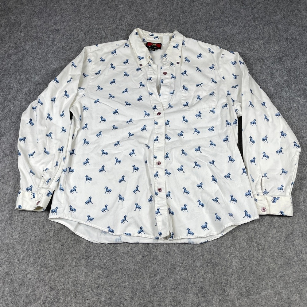 Five Star By Roper Women's XL AOP All Over Print Western Shirt Horses Cowgirl ** - Picture 2 of 9